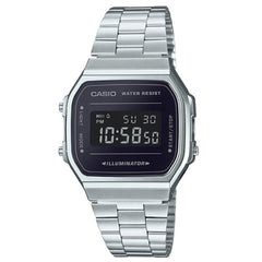 Casio Vintage Collection Silver Black Digital Retro Watch A168WEM-1VT