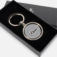 Dime Iced Out Keychain Silver