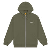 Dime Men Cursive Small Logo Zip-Hoodie Army Green