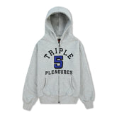 Pleasures Men 555 Applique Zip Up Hoodie Heather Grey