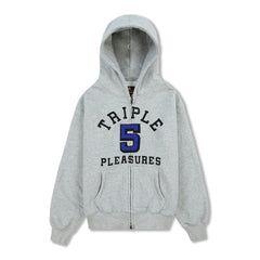 Pleasures Men 555 Applique Zip Up Hoodie Heather Grey