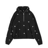 CHITO International Allover Finesse Embroidered 1/4 Zip Pullover Hoodie