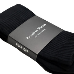 Raised By Wolves Fuck Off Crew Socks Black Core