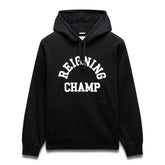 Reigning Champ Men Knit Midweight Terry Arch Logo Hoodie Black