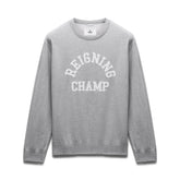 Reigning Champ Men Knit Midweight Terry Classic Arch Logo Crewneck Heather Grey
