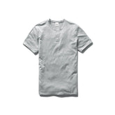 Reigning Champ Ringspun Jersey Short Sleeve Henley Tee Heather Grey RC-1073-GRY