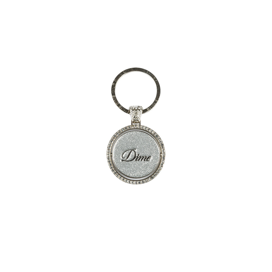 Dime Iced Out Keychain Silver