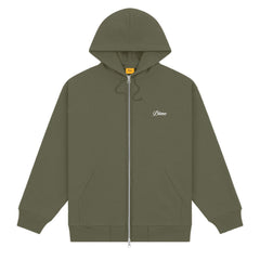 Dime Men Cursive Small Logo Zip-Hoodie Army Green