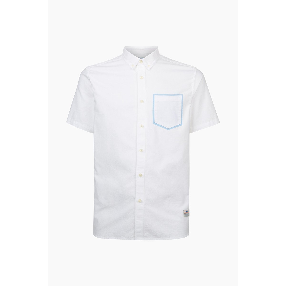 PENFIELD FENTON PRINTED POCKET SHORT SLEEVE OXFORD BUTTON SHIRT WHITE PFM521902117-WHT