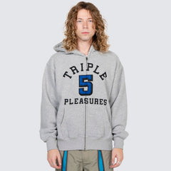 Pleasures Men 555 Applique Zip Up Hoodie Heather Grey