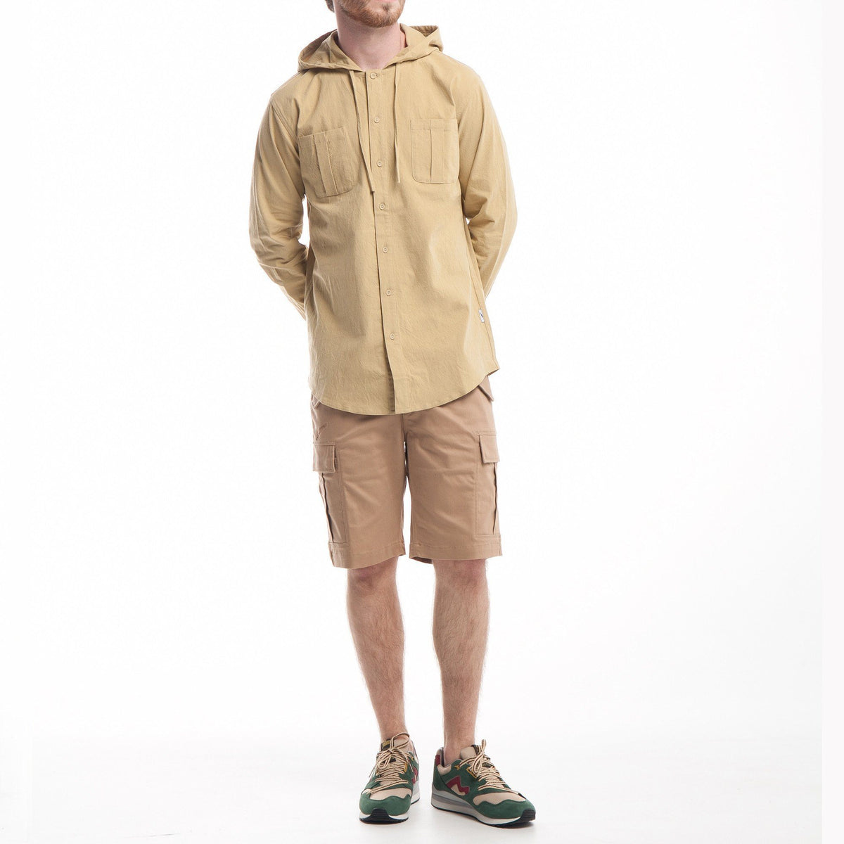 Publish Aedan Hooded Button Up Khaki P1702008-KHA