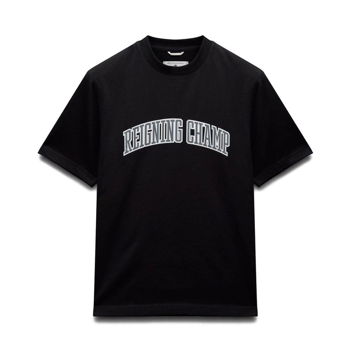 Reigning Champ Men Knit Midweight Jersey Collegiate T-Shirt Black White RC-1548-BLW