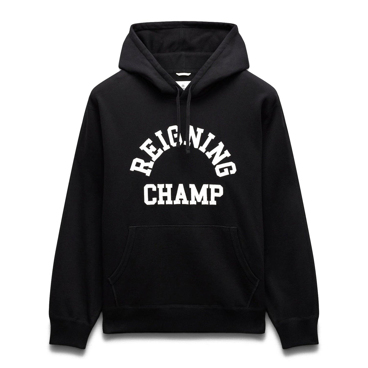 Reigning Champ Men Knit Midweight Terry Arch Logo Hoodie Black