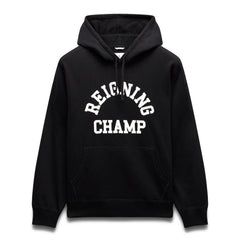 Reigning Champ Men Knit Midweight Terry Arch Logo Hoodie Black