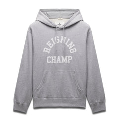 Reigning Champ Men Knit Midweight Terry Arch Logo Hoodie Heather Grey