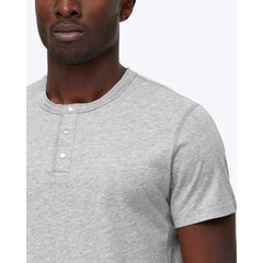 Reigning Champ Ringspun Jersey Short Sleeve Henley Tee Heather Grey RC-1073-GRY