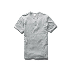 Reigning Champ Ringspun Jersey Short Sleeve Henley Tee Heather Grey RC-1073-GRY